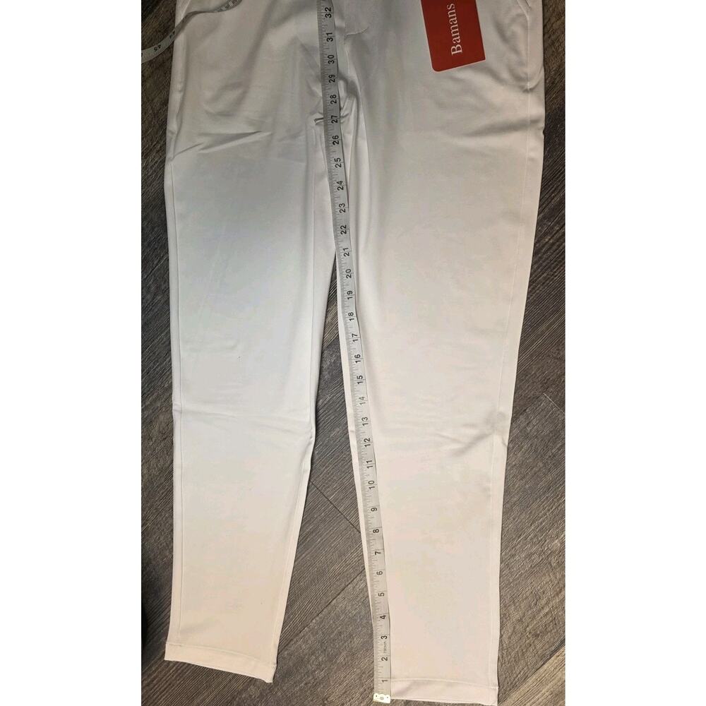 Bamans Women's Dress Pants Size M 8-10 White Stretch Ankle Work Office NWT - Picture 3 of 6